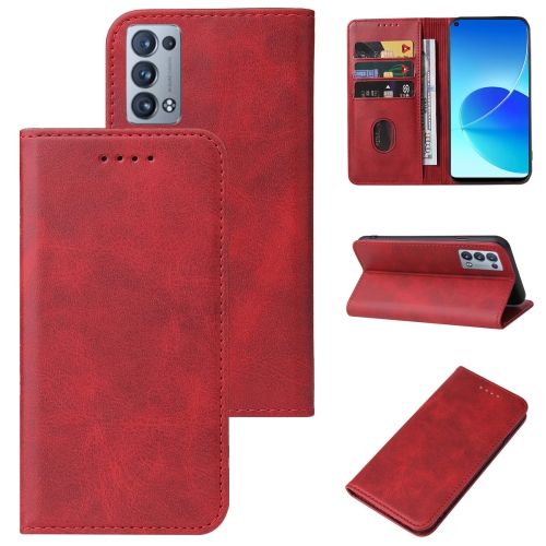 

For OPPO Reno6 Pro+ 5G Magnetic Closure Leather Phone Case(Red)
