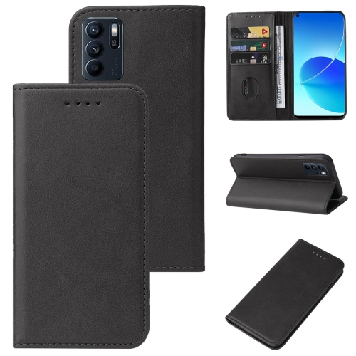 

For OPPO Reno6 Z Magnetic Closure Leather Phone Case(Black)