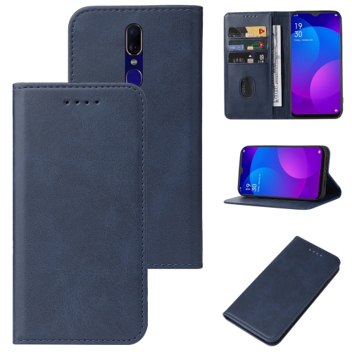 

For OPPO F11 Magnetic Closure Leather Phone Case(Blue)