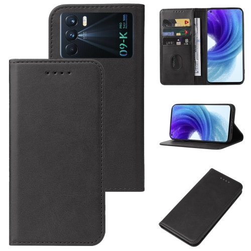 

For OPPO K9 Pro Magnetic Closure Leather Phone Case(Black)