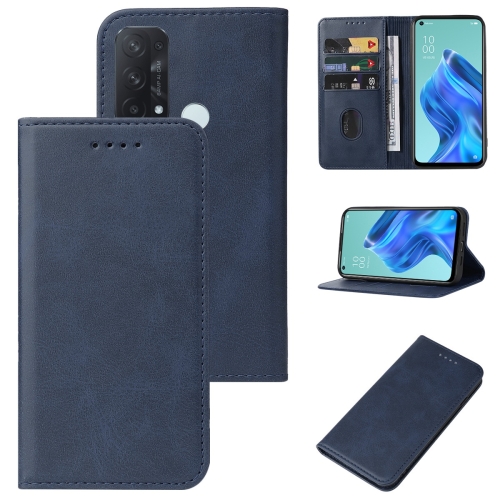 

For OPPO Reno5 A Magnetic Closure Leather Phone Case(Blue)