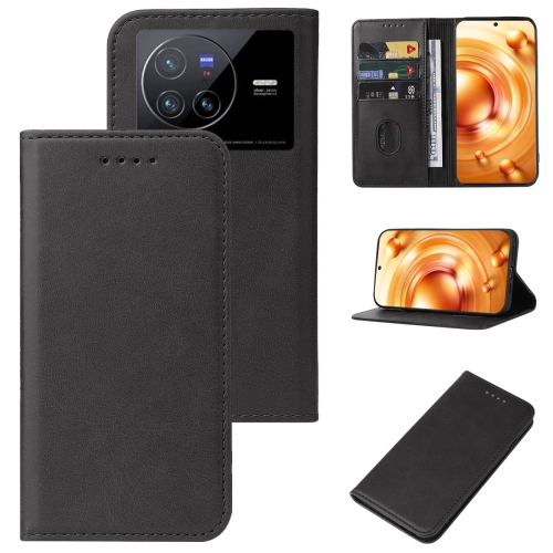 

For vivo X80 Magnetic Closure Leather Phone Case(Black)