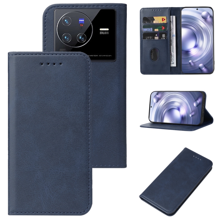 

For vivo X80 Pro Magnetic Closure Leather Phone Case(Blue)