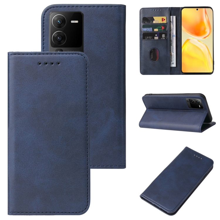 

For vivo S15 Magnetic Closure Leather Phone Case(Blue)
