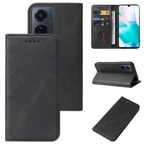 

For vivo T1 Snapdragon 778G Magnetic Closure Leather Phone Case(Black)