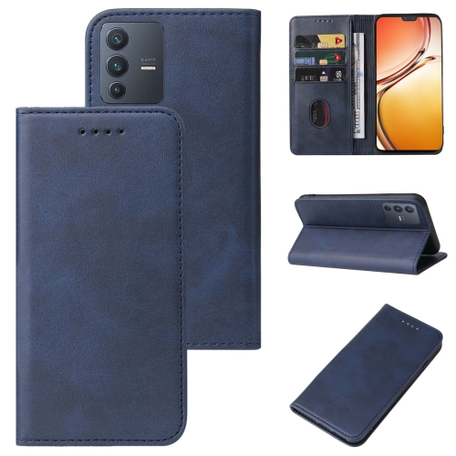 

For vivo V23 5G Magnetic Closure Leather Phone Case(Blue)