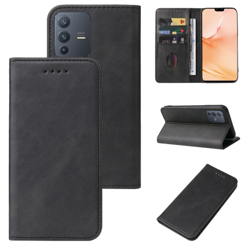 

For vivo V23 Pro Magnetic Closure Leather Phone Case(Black)