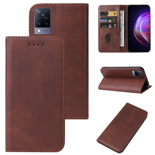 

For vivo V21 4G Magnetic Closure Leather Phone Case(Brown)