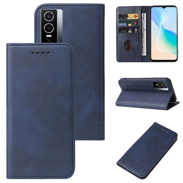 

For vivo Y76 5G Magnetic Closure Leather Phone Case(Blue)