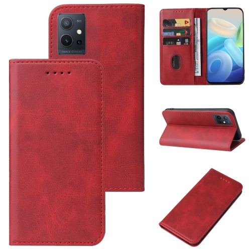 

For vivo Y75 5G Magnetic Closure Leather Phone Case(Red)