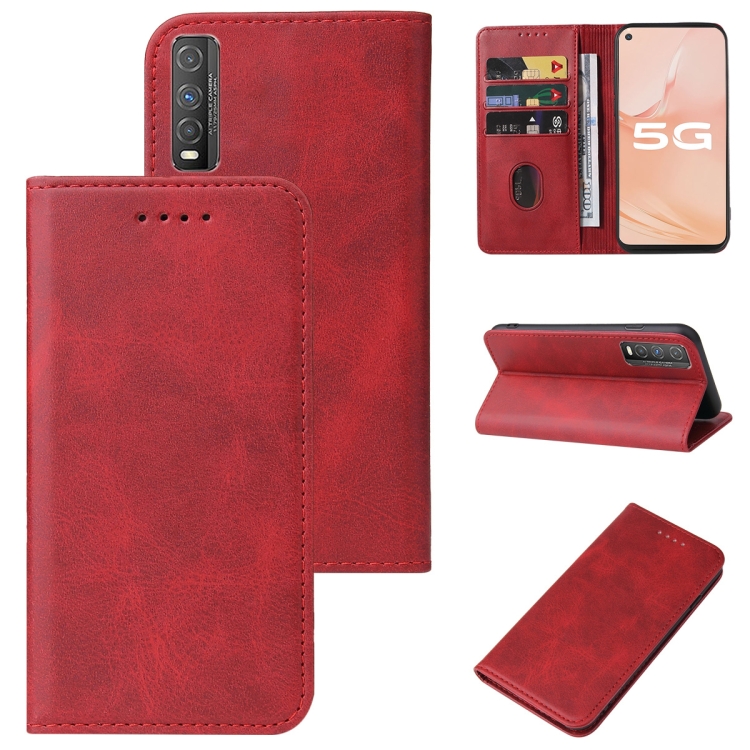

For vivo Y51s Magnetic Closure Leather Phone Case(Red)