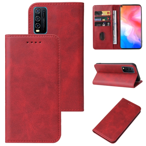 

For vivo Y30 Magnetic Closure Leather Phone Case(Red)