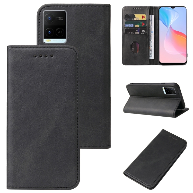 

For vivo Y21G Magnetic Closure Leather Phone Case(Black)