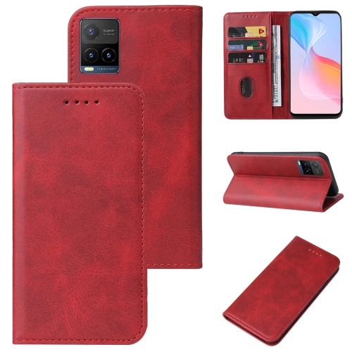 

For vivo Y21s Magnetic Closure Leather Phone Case(Red)