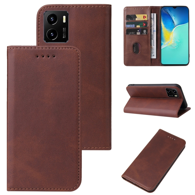 

For vivo Y15a Magnetic Closure Leather Phone Case(Brown)