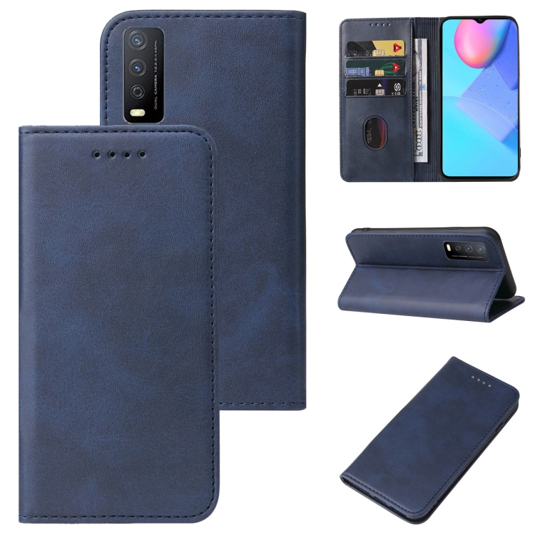 

For vivo Y12s Magnetic Closure Leather Phone Case(Blue)