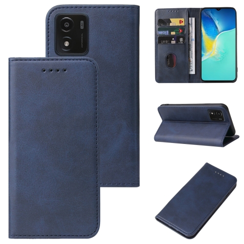 

For vivo Y01 Magnetic Closure Leather Phone Case(Blue)