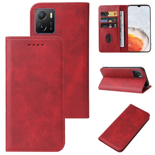 

For vivo iQOO U5x Magnetic Closure Leather Phone Case(Red)