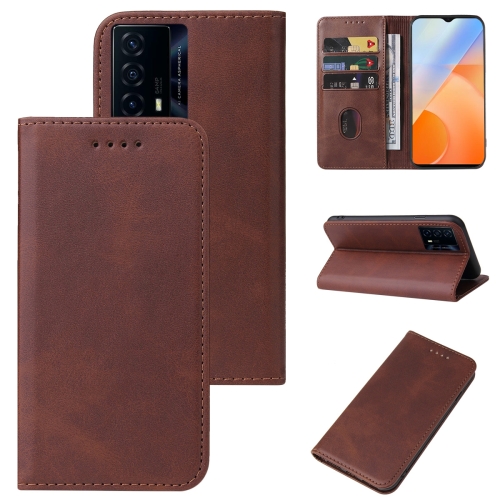

For vivo iQOO Z5 Magnetic Closure Leather Phone Case(Brown)