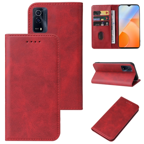 

For vivo iQOO Z5x Magnetic Closure Leather Phone Case(Red)