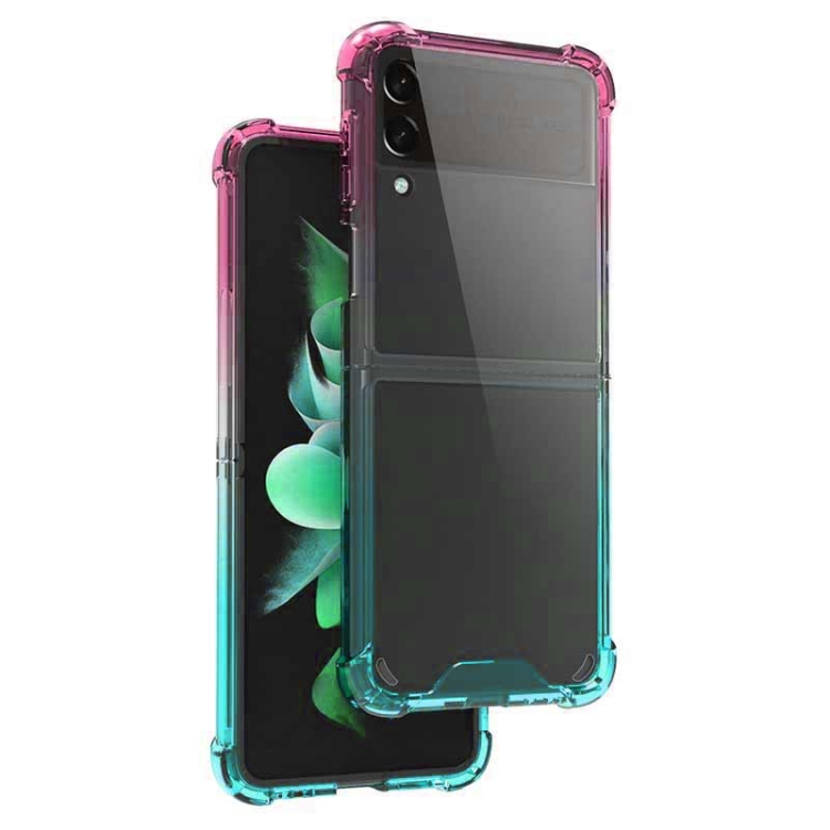 

For Samsung Galaxy Z Flip4 Acrylic Gradient Color Shockproof Phone Case(Pink Green)
