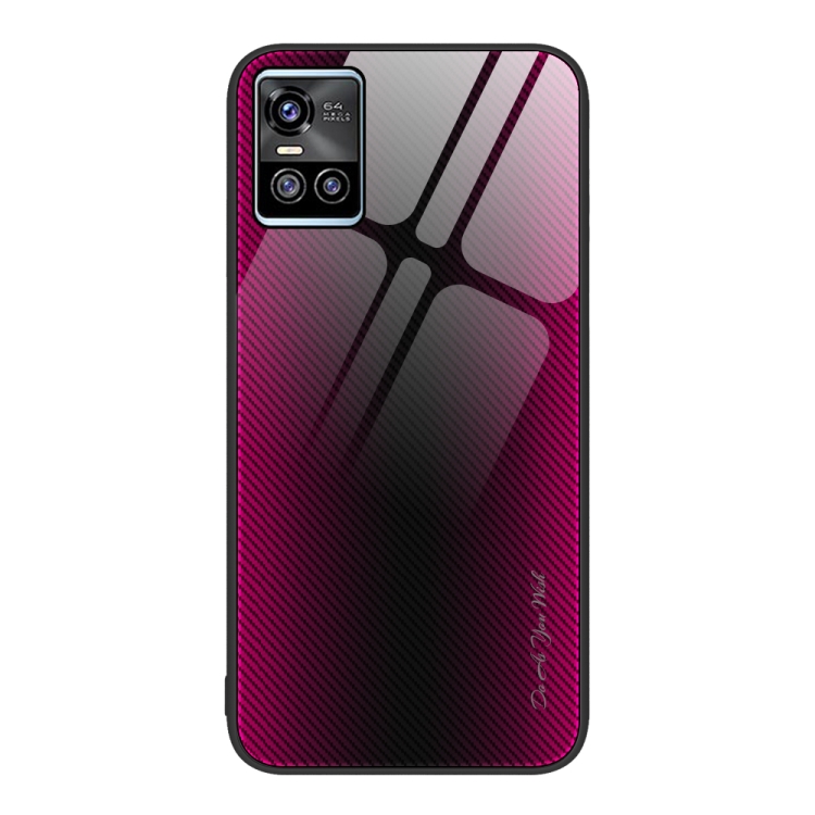 

For vivo S10 Texture Gradient Glass TPU Phone Case(Rose Red)