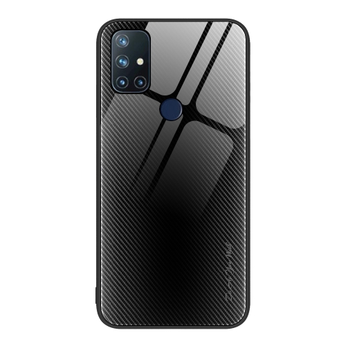 

For OnePlus Nord N10 5G Texture Gradient Glass TPU Phone Case(Black)