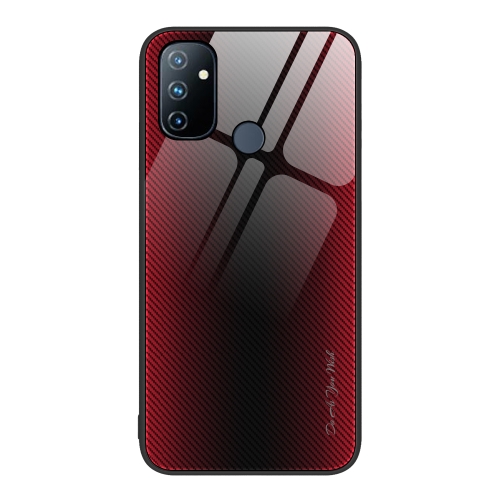 

For OnePlus Nord N100 Texture Gradient Glass TPU Phone Case(Red)