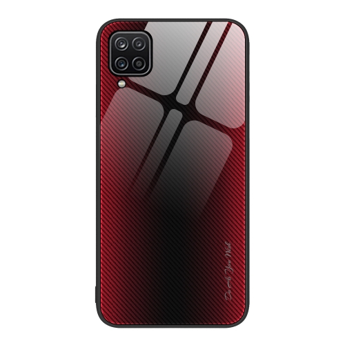 

For Samsung Galaxy A12 5G Texture Gradient Glass TPU Phone Case(Red)