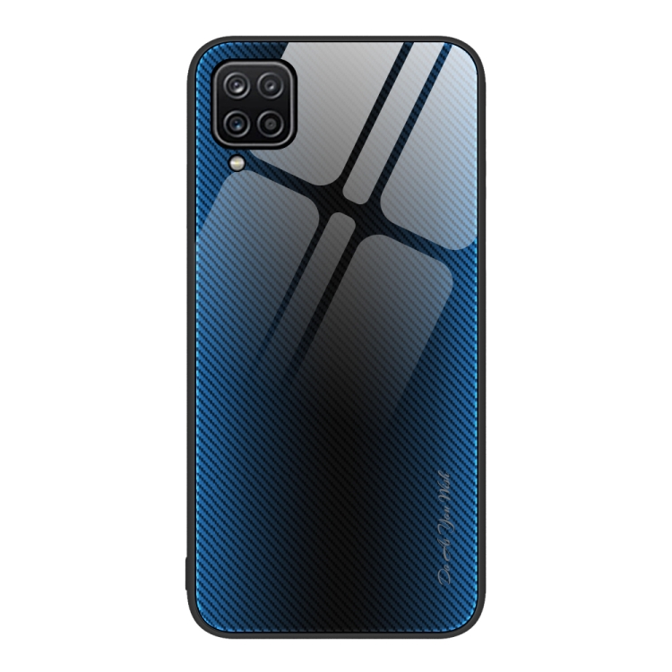 

For Samsung Galaxy A12 5G Texture Gradient Glass TPU Phone Case(Blue)