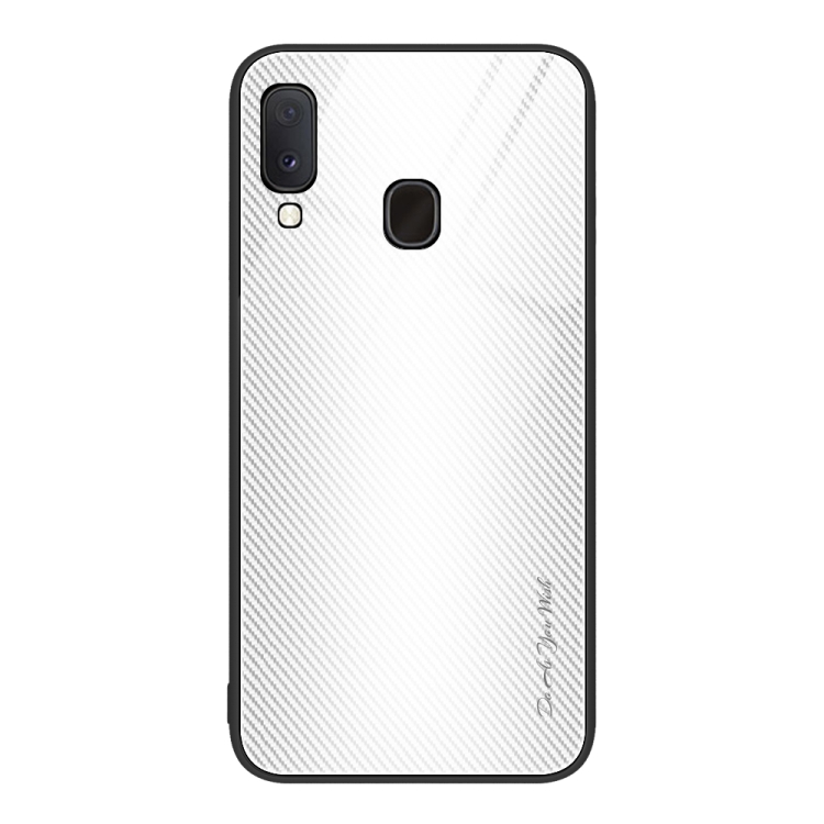 

For Samsung Galaxy A20e Texture Gradient Glass TPU Phone Case(White)
