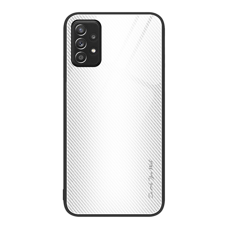 

For Samsung Galaxy A52 4G / 5G Texture Gradient Glass TPU Phone Case(White)