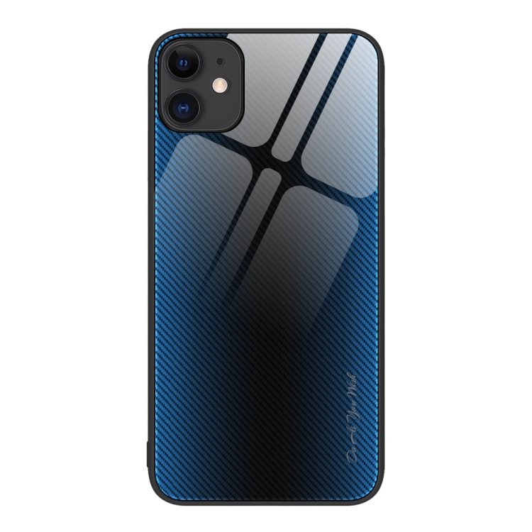

For iPhone 11 Texture Gradient Glass TPU Phone Case (Blue)