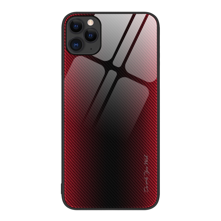 

For iPhone 11 Pro Max Texture Gradient Glass TPU Phone Case (Red)