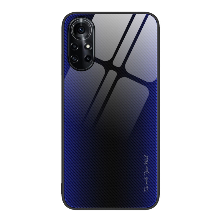 

For Huawei nova 8 Pro Texture Gradient Glass TPU Phone Case(Dark Blue)