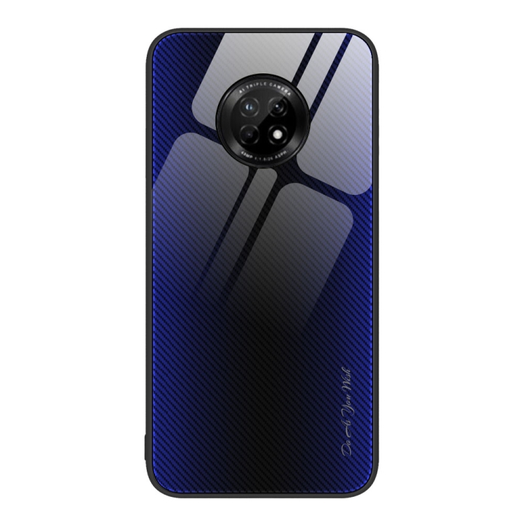

For Huawei Enjoy 20 Plus 5G Texture Gradient Glass TPU Phone Case(Dark Blue)