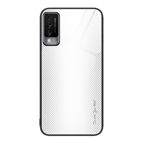 

For Huawei Maimang 10 Texture Gradient Glass TPU Phone Case(White)