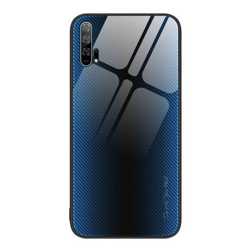 

For Honor 20 Pro Texture Gradient Glass TPU Phone Case(Blue)