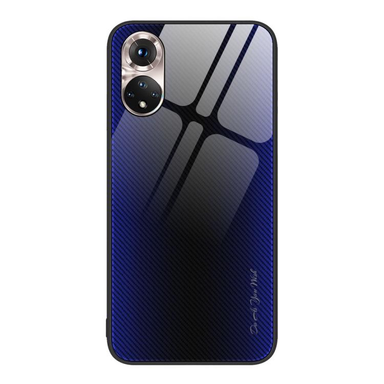 

For Honor 50 Texture Gradient Glass TPU Phone Case(Dark Blue)