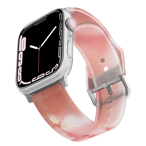 

Frosted Translucent Silicone Watch Band For Apple Watch Series 8&7 41mm / SE 2&6&SE&5&4 40mm / 3&2&1 38mm(Spring Cherry)