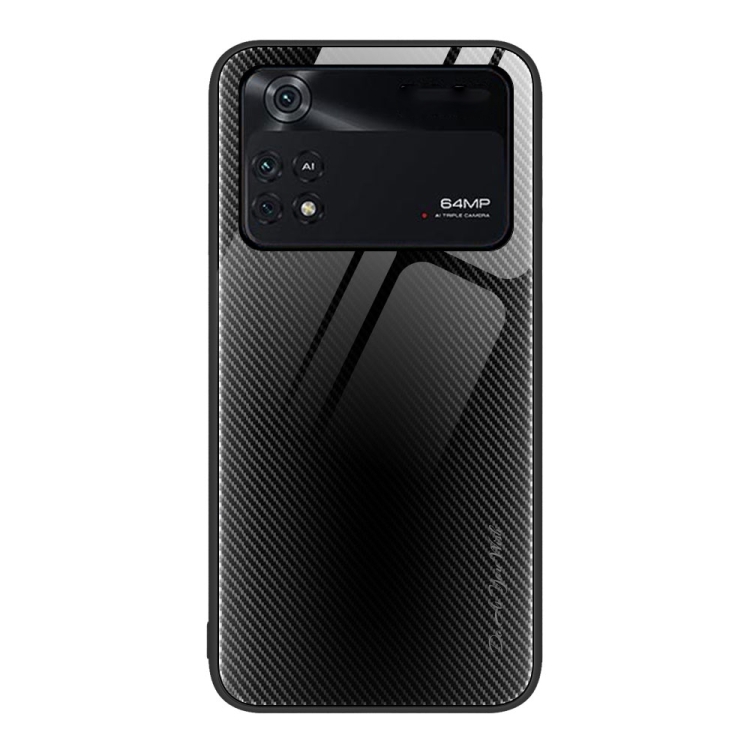 

For Xiaomi Poco M4 Pro Texture Gradient Glass TPU Phone Case(Black)