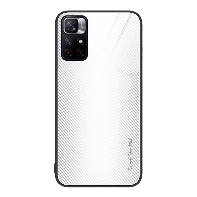 

For Xiaomi Poco M4 Pro 5G Texture Gradient Glass TPU Phone Case(White)