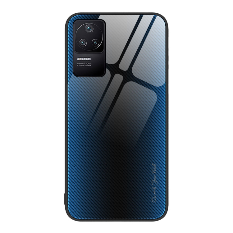 

For Xiaomi Redmi K50 Texture Gradient Glass TPU Phone Case(Blue)
