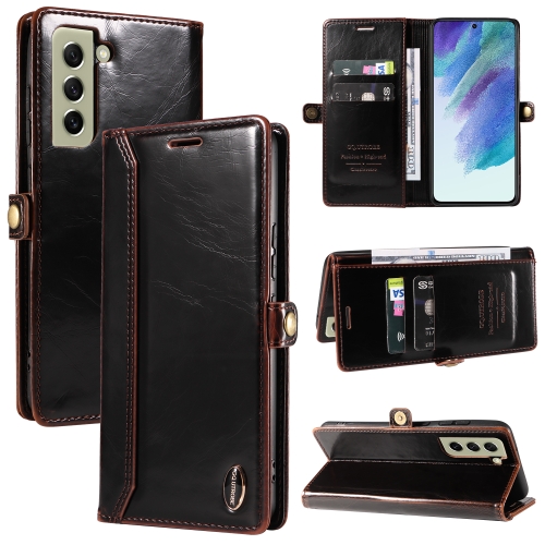 

For Samsung Galaxy S22+ 5G GQUTROBE RFID Blocking Oil Wax Leather Phone Case(Brown)