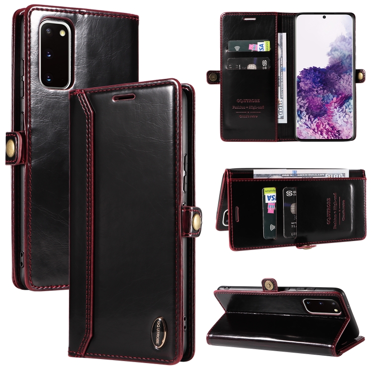 

For Samsung Galaxy S20 GQUTROBE RFID Blocking Oil Wax Leather Phone Case(Red)