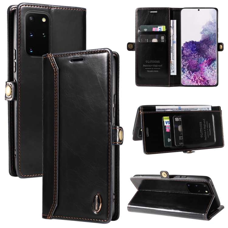 

For Samsung Galaxy S20+ GQUTROBE RFID Blocking Oil Wax Leather Phone Case(Black)