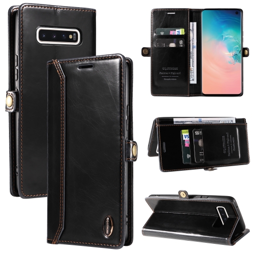 

For Samsung Galaxy S10 GQUTROBE RFID Blocking Oil Wax Leather Phone Case(Black)