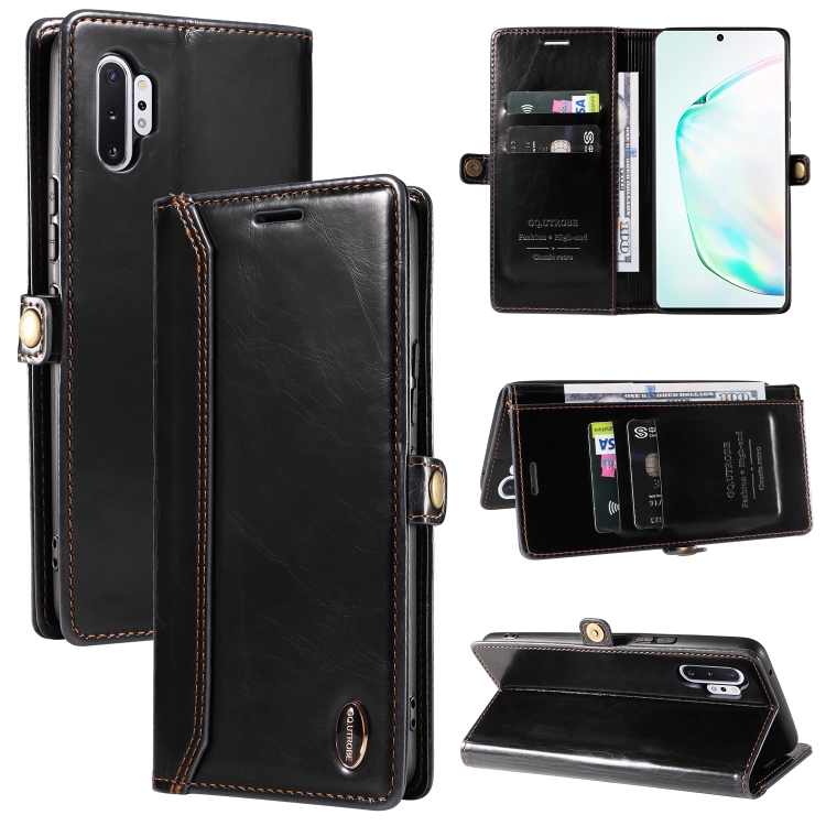 

For Samsung Galaxy Note10 GQUTROBE RFID Blocking Oil Wax Leather Phone Case(Black)