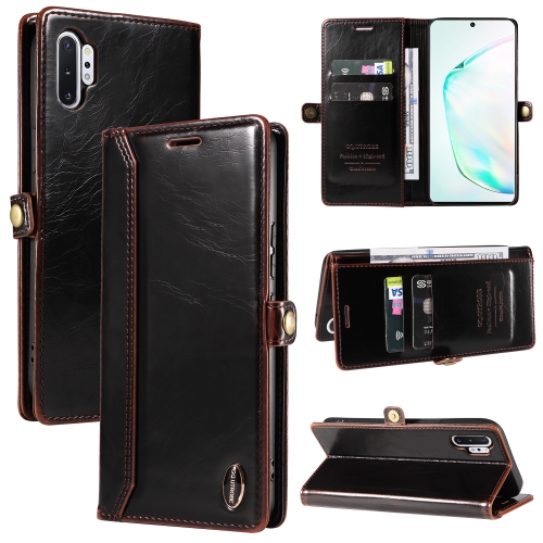 

For Samsung Galaxy Note10+ GQUTROBE RFID Blocking Oil Wax Leather Phone Case(Brown)