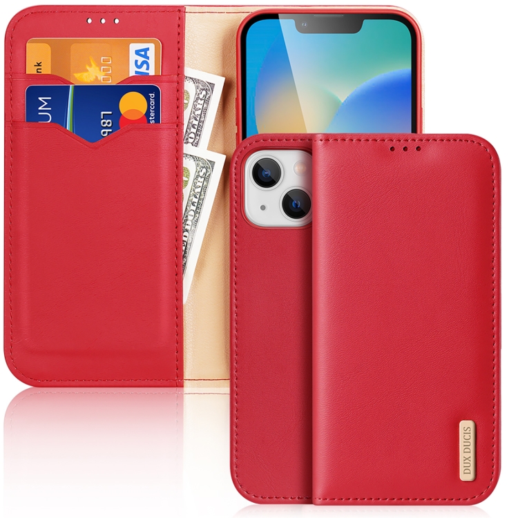 

For iPhone 14 Plus DUX DUCIS Hivo Series Cowhide + PU + TPU Leather Case (Red)